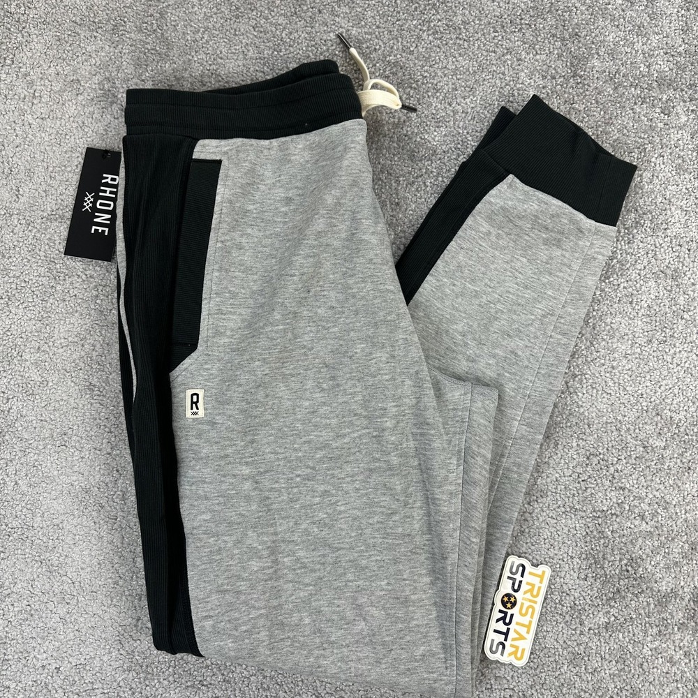 Rhone Heritage Sweatpants Mens Medium Heather Gray Black Joggers Relaxed Fit